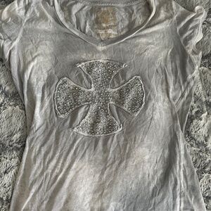 Buckle Light Gray Rhinestone Studded top